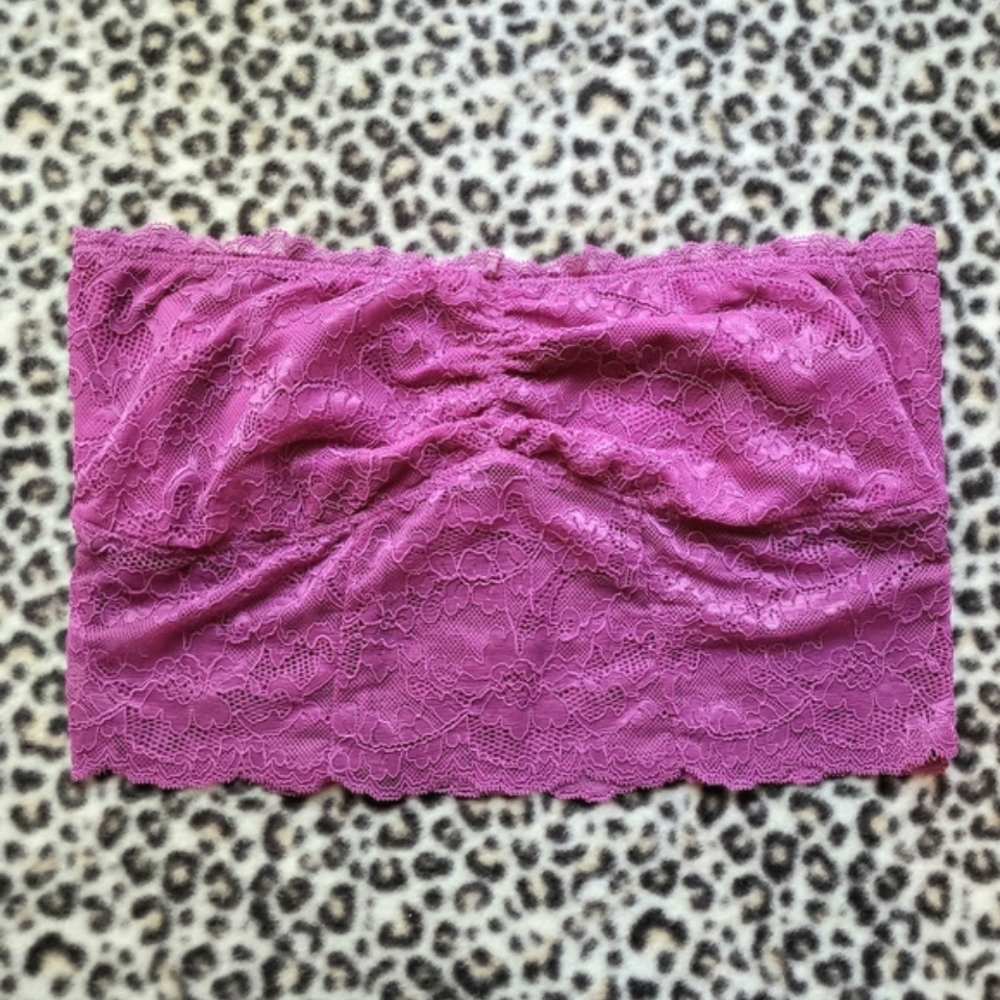 2012 American Eagle (AE) Lace Bandeau Bra, Magenta Pink, Size Medium, EUC